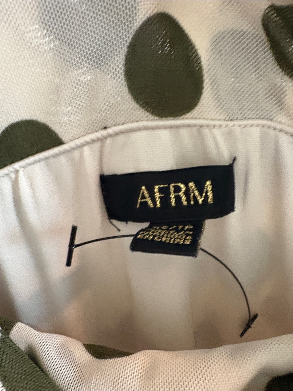 AFRM Olive Green and Cream Polka Dot Tote